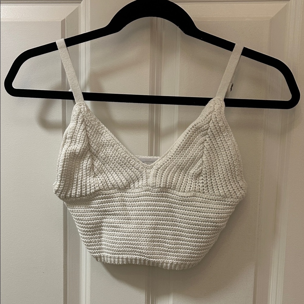 Hollister White crochet Crop Tank Top